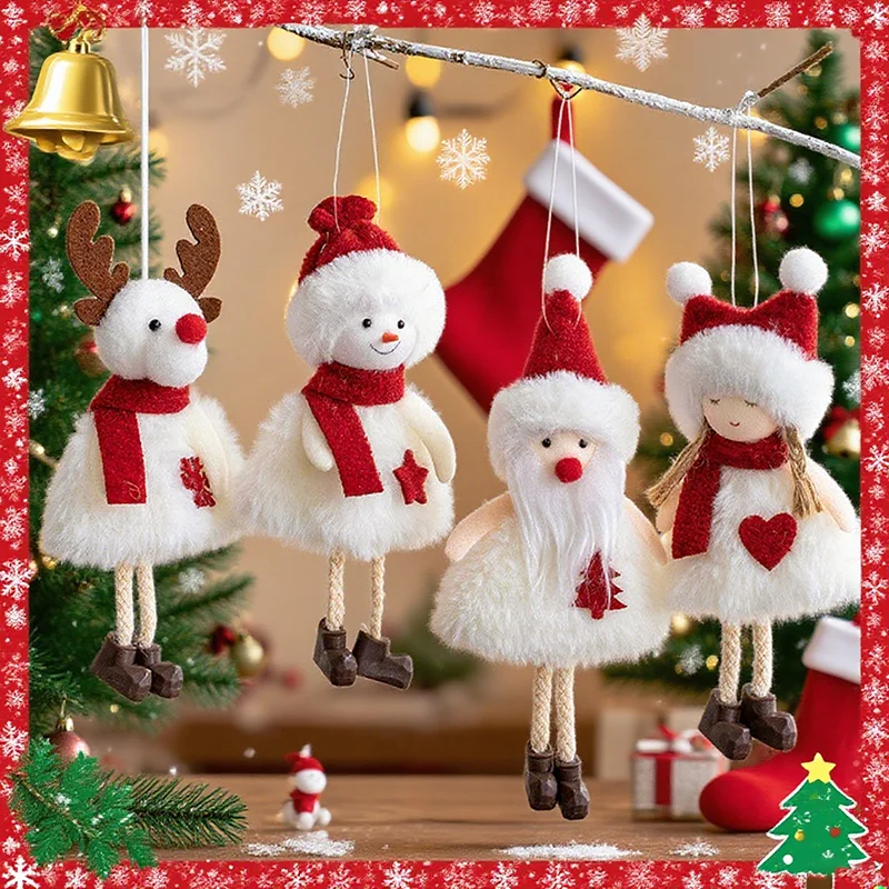 

Christmas Decoration 2025 Plush Fabric Santa Snowman Reindeer Hanging Ornaments For XmasTree Colorful Festive Home Party Decor
