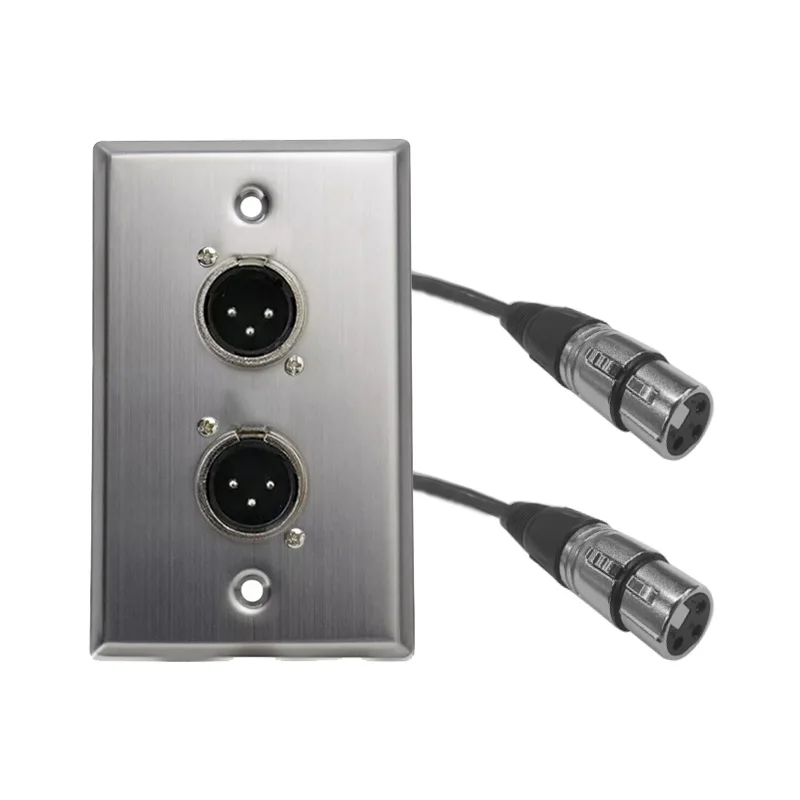 Dual XLR Female to Male XLR Cable Audio Wall Plate