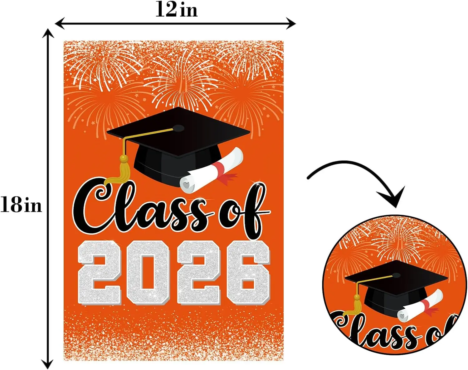 Class of 2026 Graduation Garden Flag,Orange Congratulation Grad Yard Outside Home Decoration for High School, College,Univer jjp