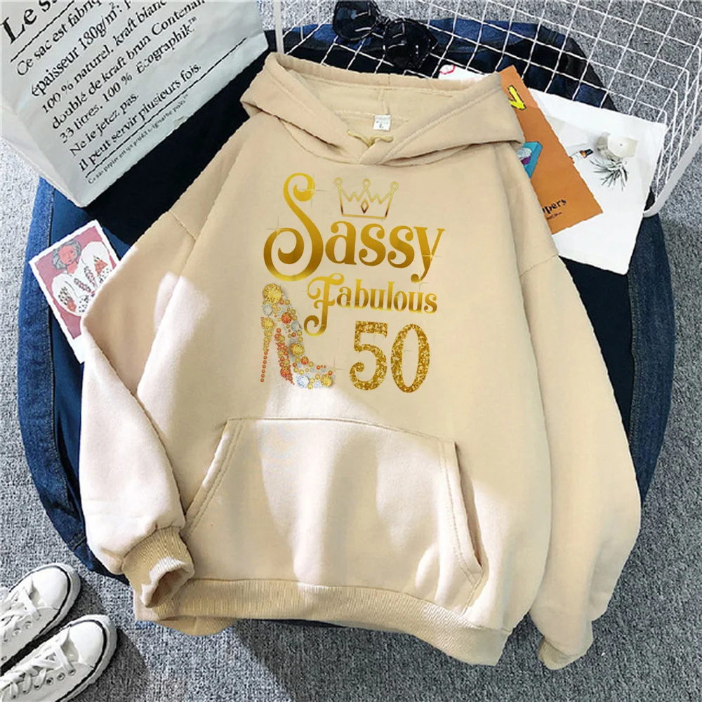 

50 Years Birthday hoodies women Fleece y2k aesthetic sweater female 90s sweatshirts