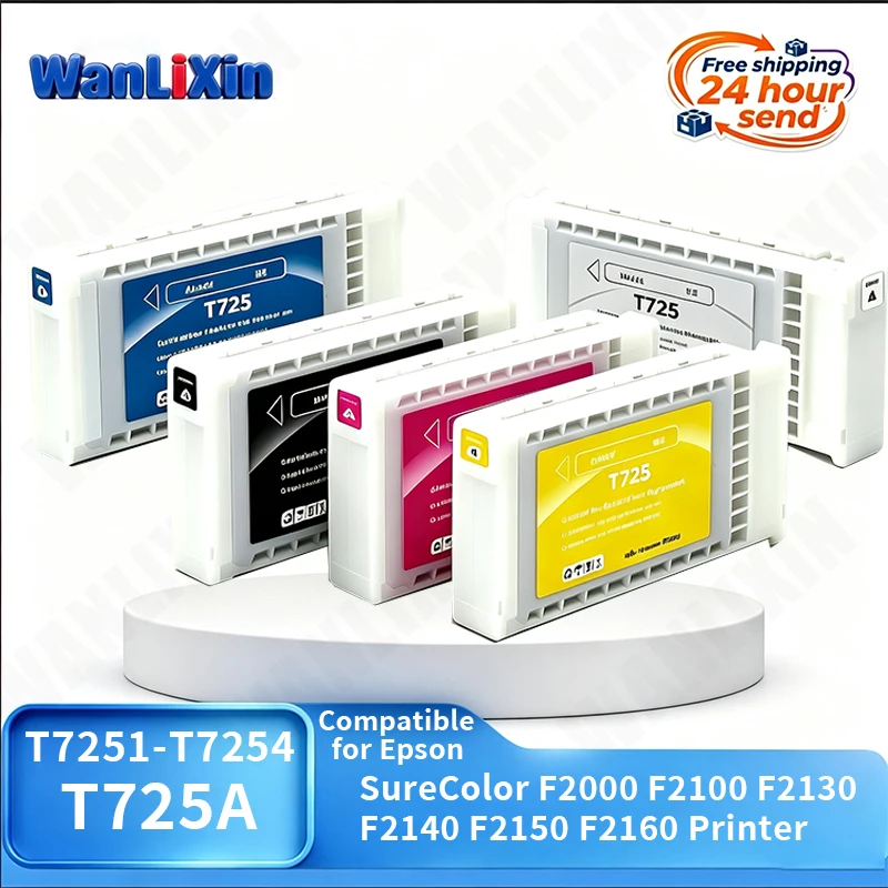 T7251-T7254 T725A1-T725A2 Ink Cartridge DTG Textile Ink Compatible forFor Epson SureColor F2140 F2150 F2160 F2000 F2100 F2130