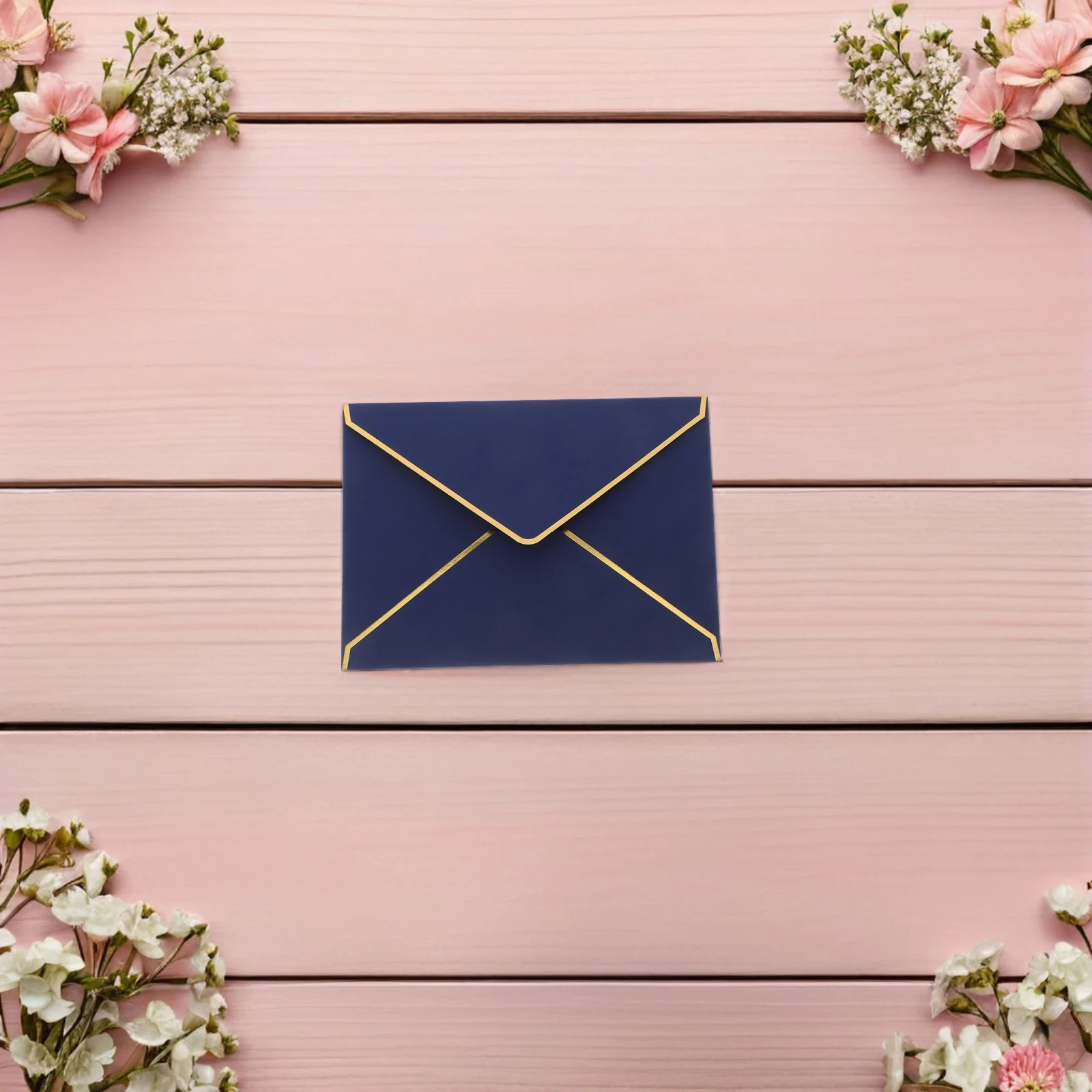 

50Pcs Envelopes for Invitations Gold Foil Border 7.3x5.3 Thick Paper V-Flap Wedding Shower Graduation Party