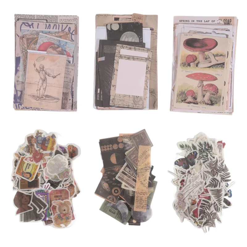 

A35M-600 Pieces Vintage Stickers Journaling Paper Antique Scrapbooking Journaling Paper Aesthetic Scrapbook Paper Stickers