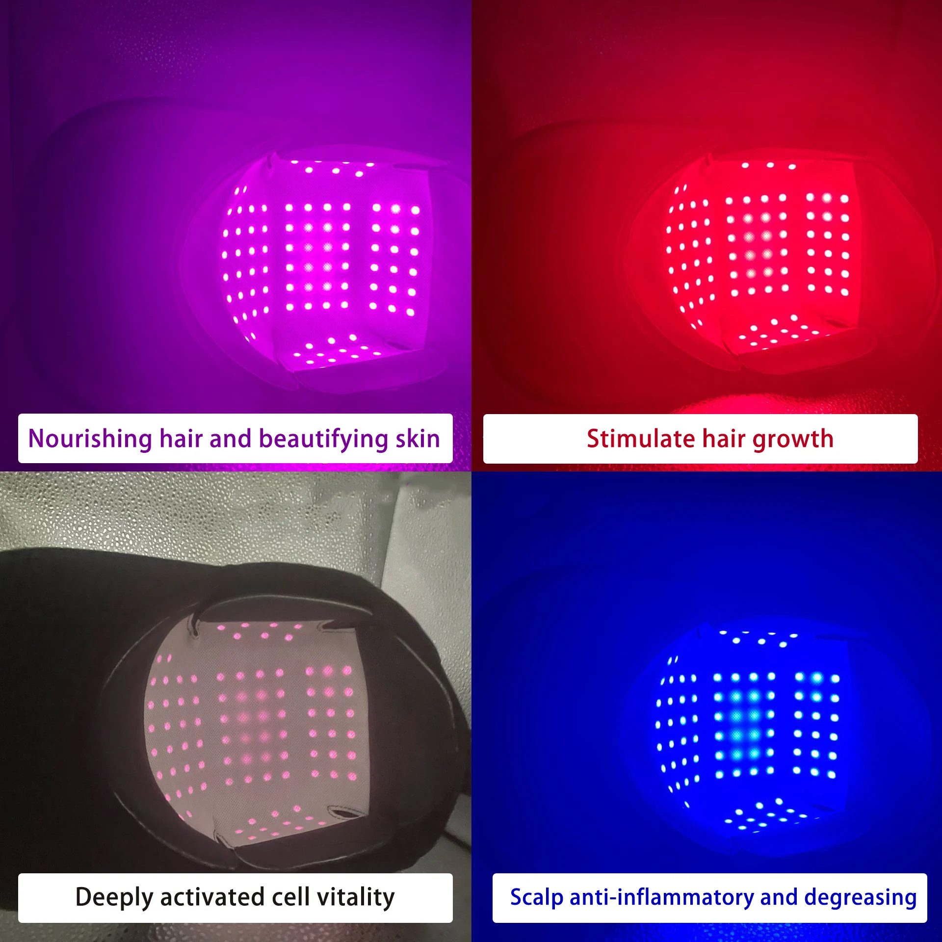 EstherQueen Red Light Cap Infrared Light with 100 LEDs 3 Wavelengths 430nm&660nm&850nm 3-in-1 LED Diode for Hair Growth