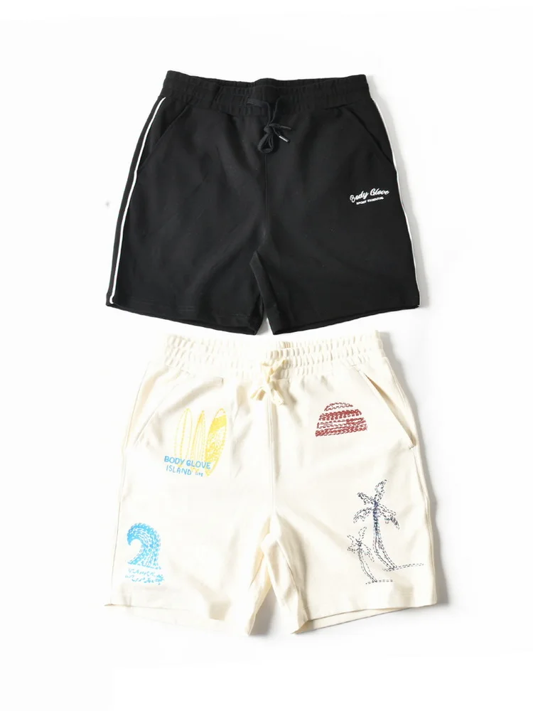 

New American Sle Loose Fit Cotton Knitted Printed orts Men's Mid-Calf Summer Faion Casual Straight Leg Pants