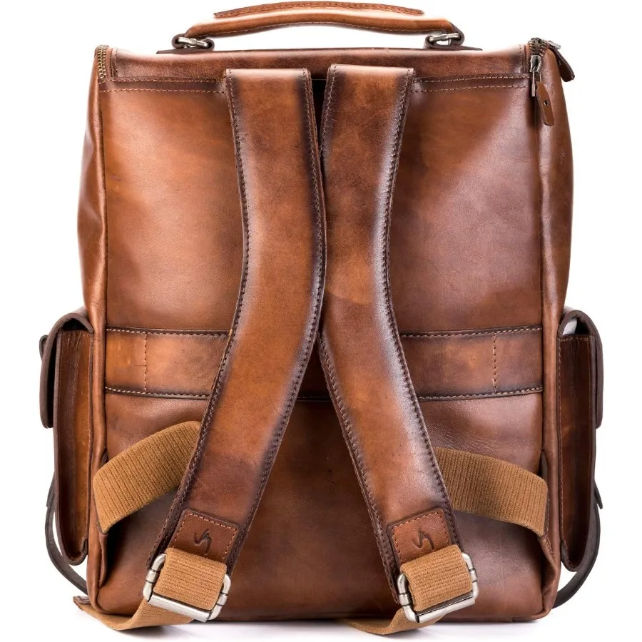 حقيبة ظهر جلدية للرجال - حقيبة كمبيوتر محمول مقاس 15.6 بوصة - حقيبة كتب مصممة - حقائب كتف كاجوال للكمبيوتر مصنوعة يدويًا #2