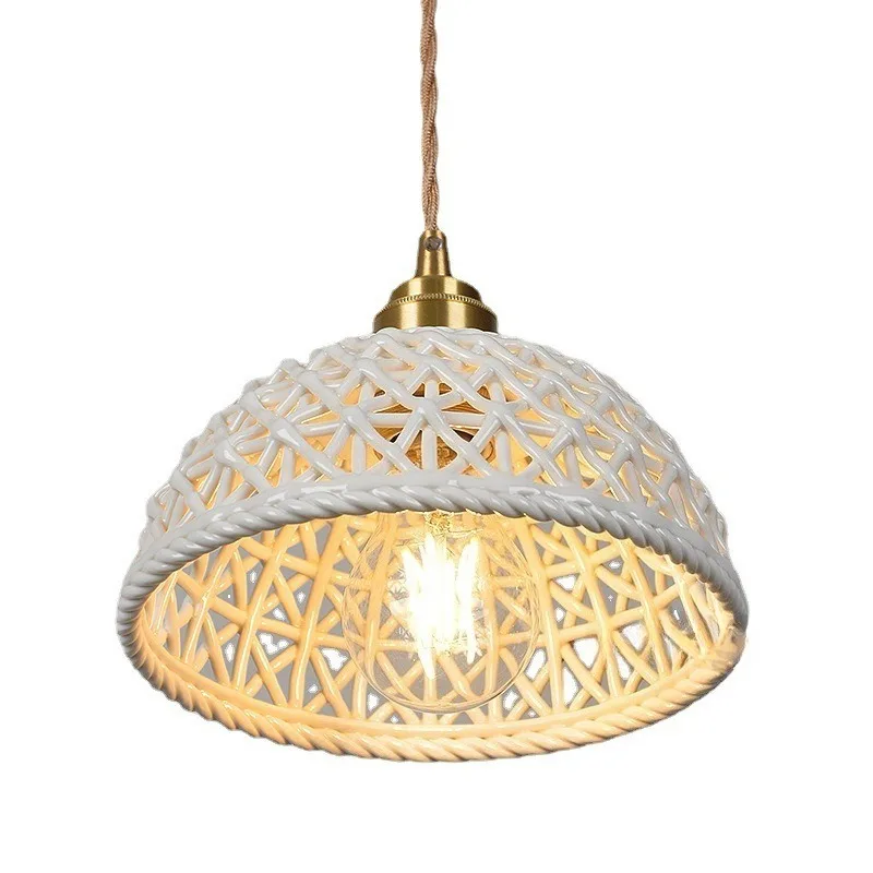 Nordic style ceramic brass woven retro simple bedside restaurant kitchen balcony bedroom bed and breakfast atmosphere