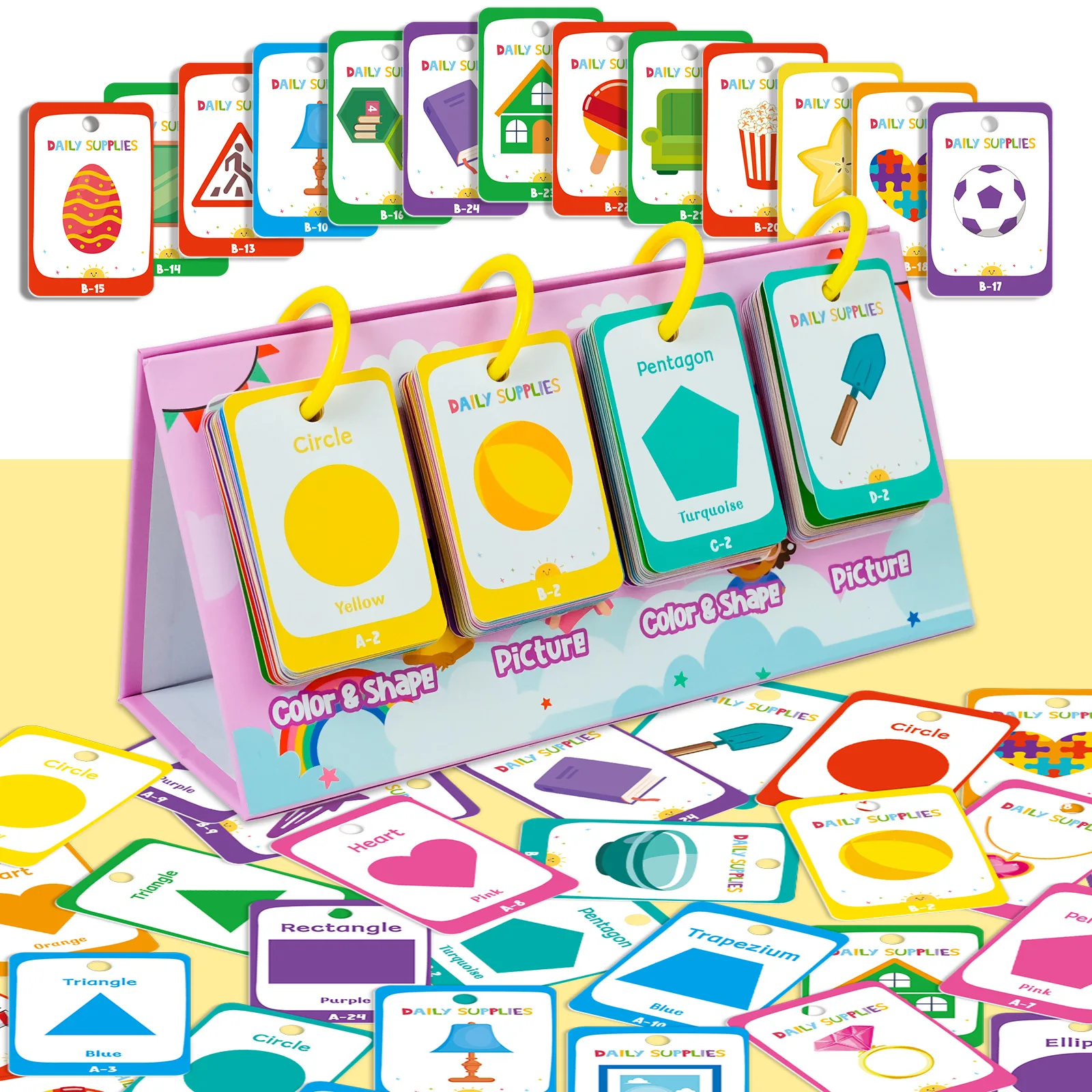 

New 96 Color Geometry Shape Cognition Learning Educational Cards Puzzle Thinking Training Fun Useful Engaging