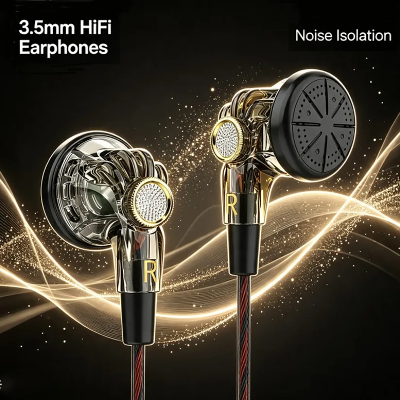 QKZ MDR Flat-Head-Kopfhörer, 16 mm, großer dynamischer HiFi-Bass, Sport-Ohrhörer, Musik-Kopfhörer mit Kabel, 3,5 mm AUX-Headset im Ohr, mit Mikrofon