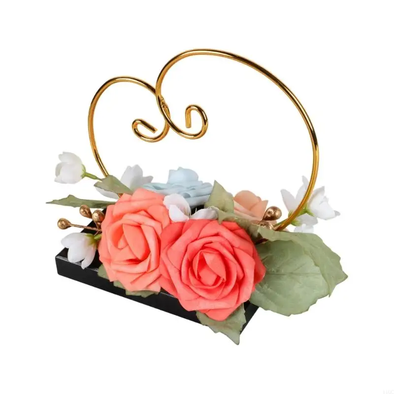 Elegant Flower Themed Decorative Rings Stand For Engagement Wedding Proposal Jewelry Case Refined Finish 