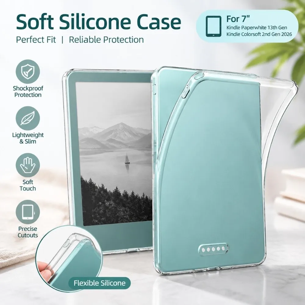 Airbag 7″ E-Reader Case Reinforced Corner Anti-fall Clear Protective Case for Kindle Paperwhite 13th Gen/Colorsoft 2nd Gen 2026
