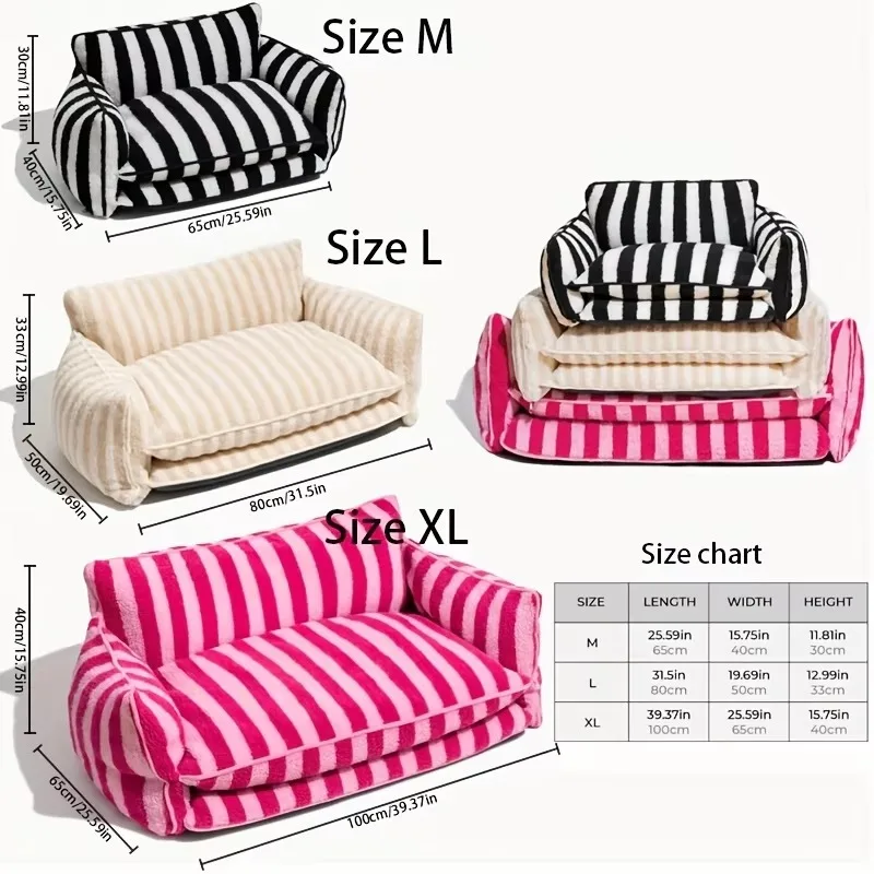 Fashion soft double plush cat and dog pet sofa bed