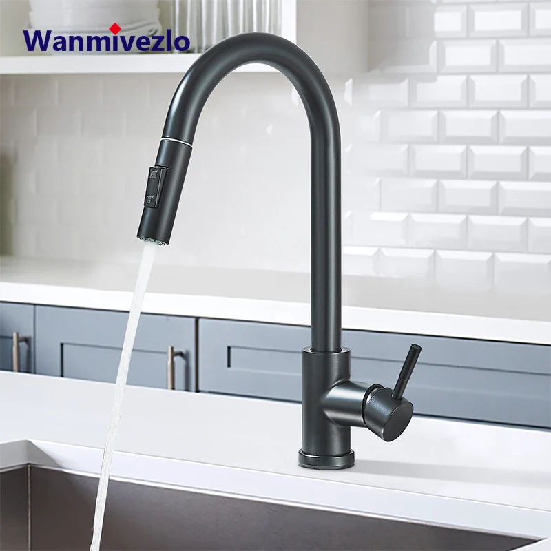 Wanmivezlo Pull Out Kitchen Faucets 360° Rotation Kitchen Mixer Tap Single Lever Mixer Tap Kitchen Sink Cold Hot Water Tap