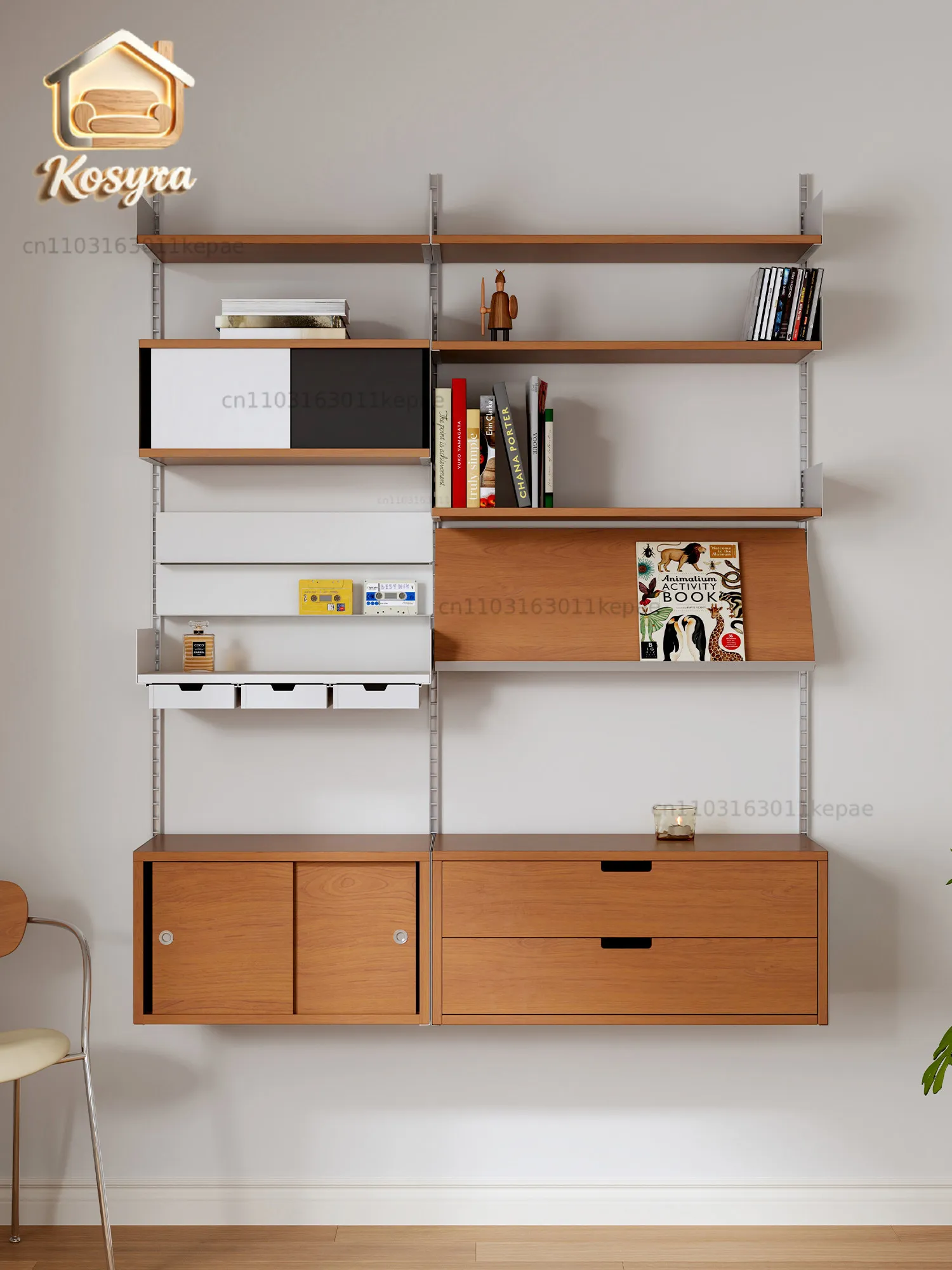 Custom design Bookcase has things [color matching small wall cabinet] retro wall multi-functional locker, living room wall hangi