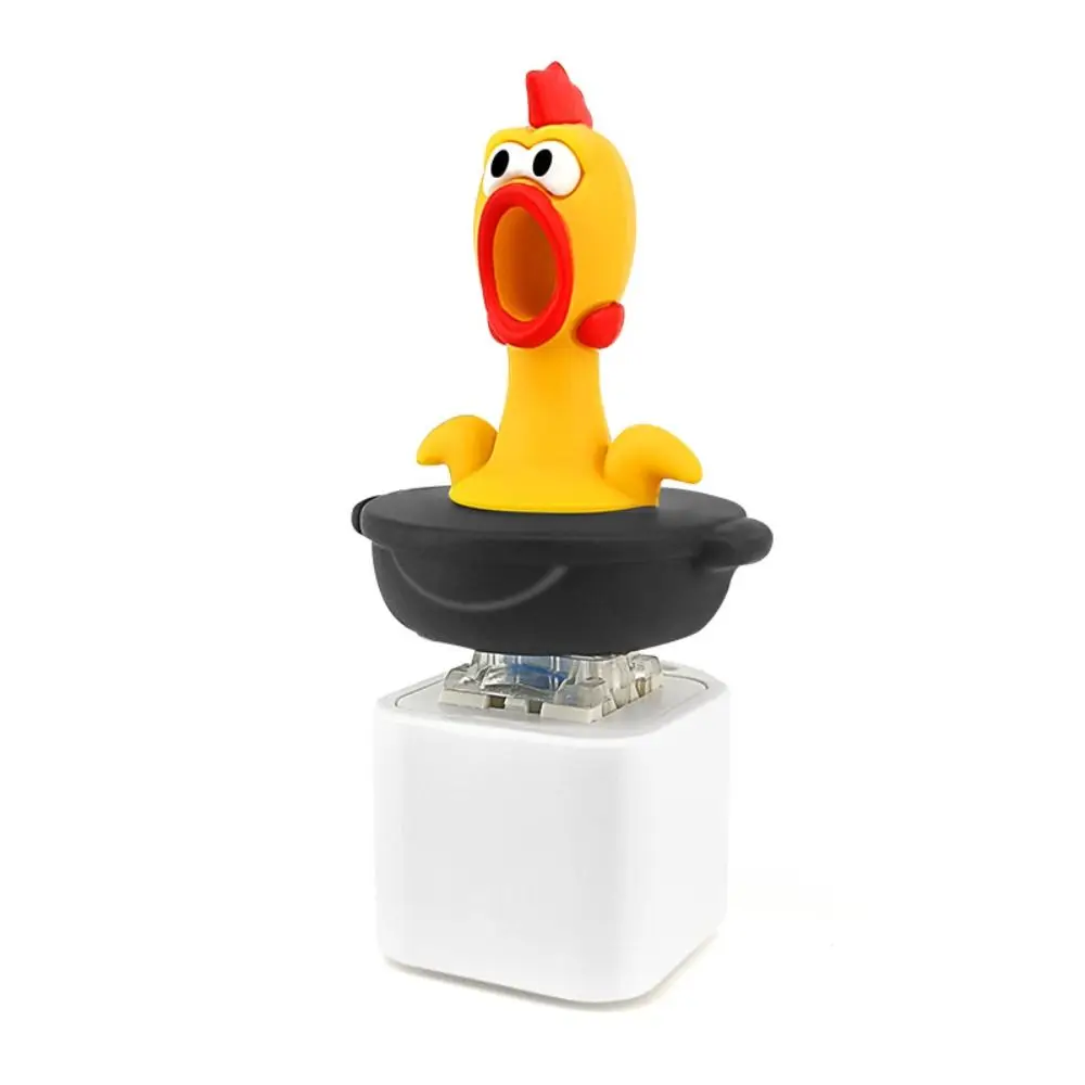 Yellow Chick Wooden Fish Keyboard Keychain Luminous Electronic Mechanical Keyboard Keychain Merit +1 LED Lamp