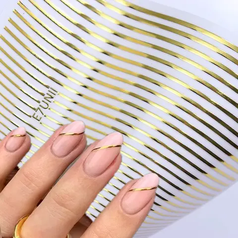 1Pc Silver Gold Lines Stripe Nail Sticker Decals Metal Strip Luxury Nails Slider 3D Self Adhesive Design Nail Art Stickers Paper
