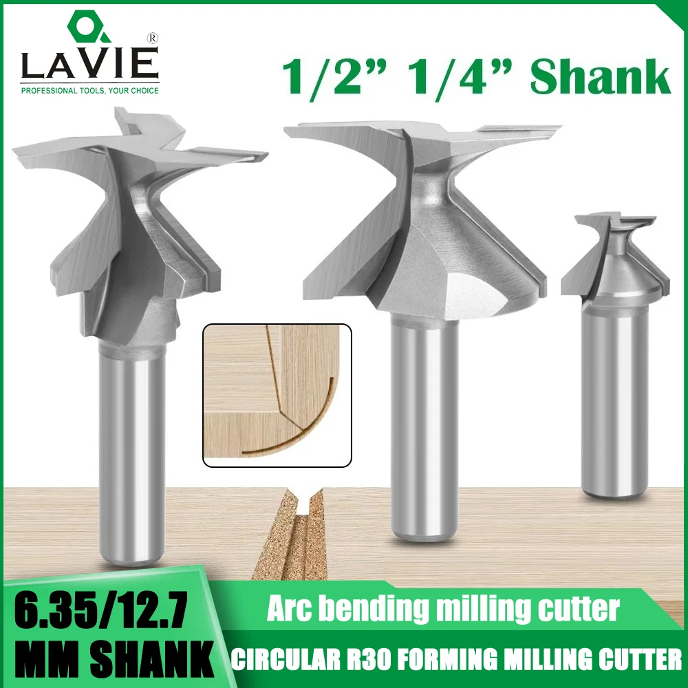 

LAVIE 1PC 1/4 Shank 1/2 Shank Arc Integrated Knife 2 Edges 3 Edges Seams Woodworking Milling Cutter Cutting Tool Router Bits 공구