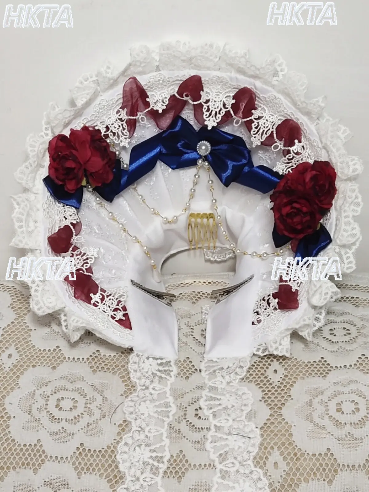 Japanese Gorgeous Elegant Heavy Industry Lolita Hair Clip Headwear Girl Sweet Lace Bow Pearl Hairpin Bnt Hair Accessories Women