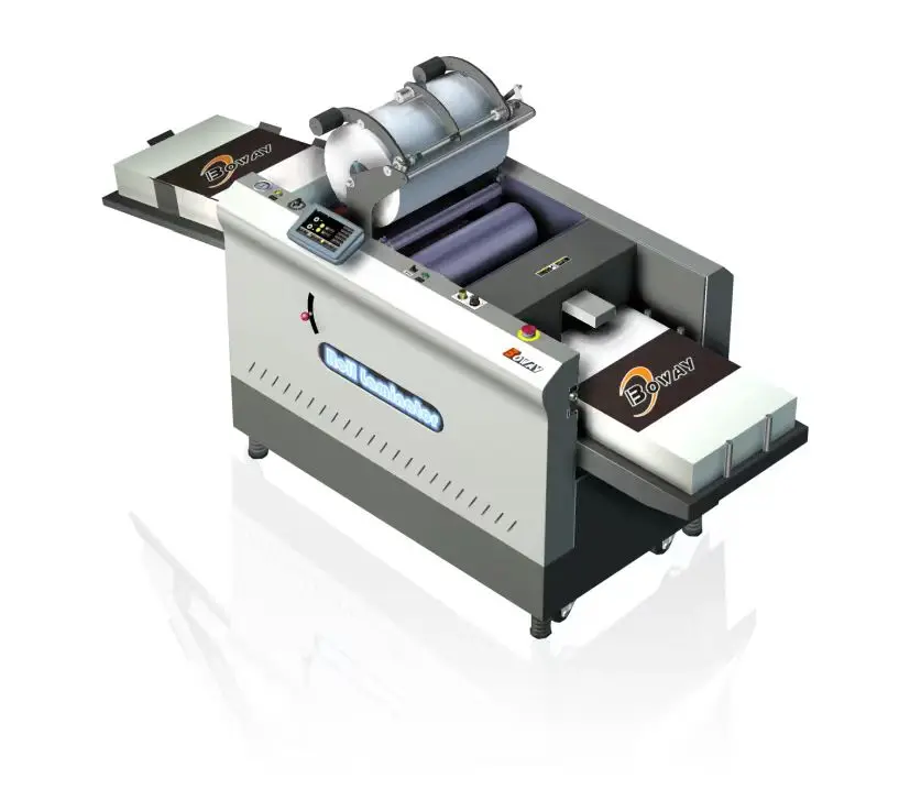 Boway up air Suction Feeder 390mm  Roll to Roll Laminator with Rewinder and Paper Processor Auto Breaker Laminator