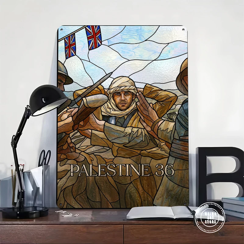 Palestine 36 Stained Glass Movie Metal Poster Customized Wall Art Retro Vintage Tinplate Signs for Bathroom Decor Room Man Cave