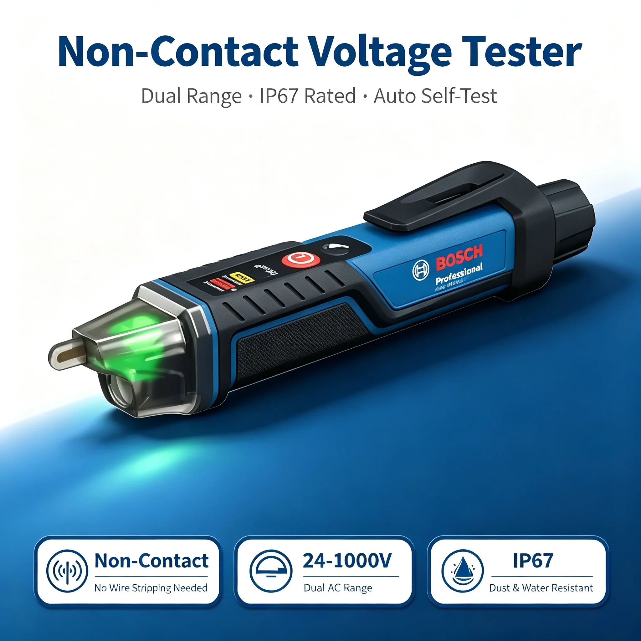‌BOSCH GVD 1000-17 Non-contact voltage tester Visual Voltage Detector - Non-contact Electrician Tool (Voltage Tester Pen)
