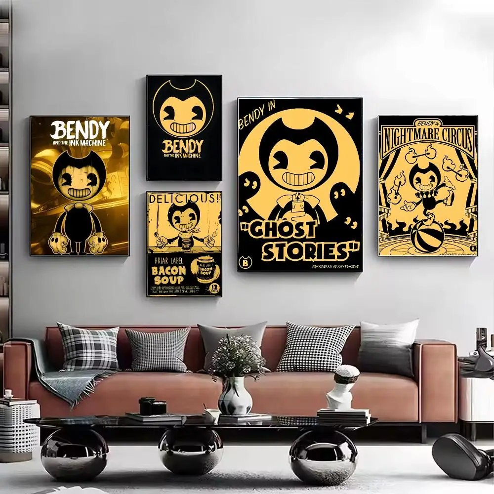 B-Bendy and the Ink Machine Poster Modern HD Decorative Wall Art Waterproof Home Décor for Living Room Bedroom Bar Café Gift