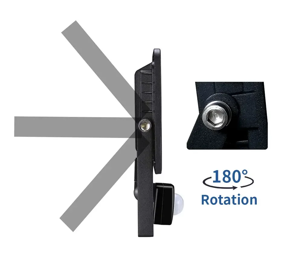 LED projecteur PIR capteur de mouvement 10W 20W 30W 50W 100W 150W AC220V IP66 projecteur étanche projecteur de rue extérieur