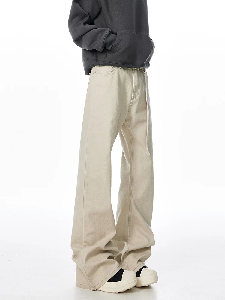 

Washed American Retro Men's Jeans Cleanfit Cool Micro Flared Long Pants Straight Tube Trousers for Autumn Winter Spring