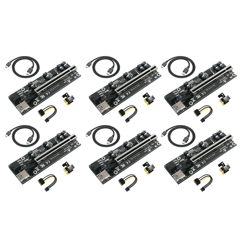 

New Version 009S Plus PCIE Riser 1X to 16X Graphics Extension for Bitcoin GPU Mining Powered Riser Adapter Card(6 Pcs)