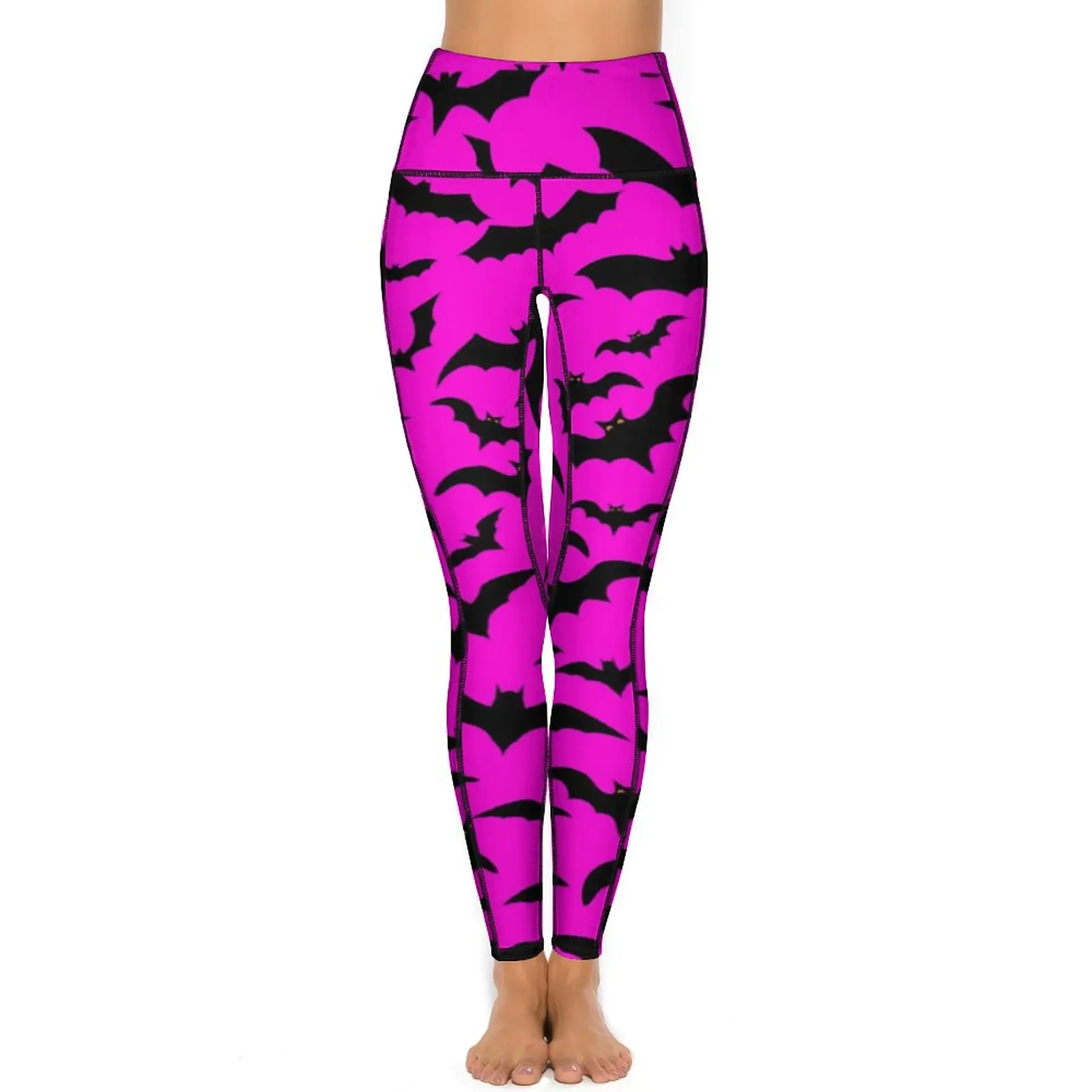 Zwart Vliegende Vleermuizen Leggings Sexy Gothic Halloween Hoge Taille Yoga Broek Casual Stretch Leggins Zakken Vrouwen Gym Sport Panty