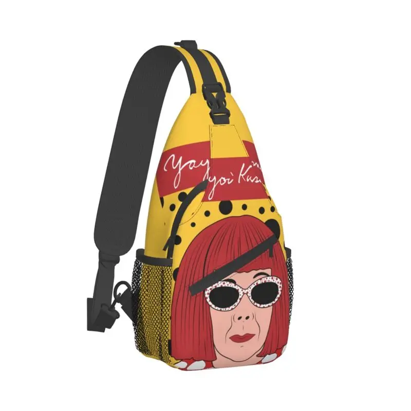 Retrato Yayoi Kusama mochila cruzada para hombre, bolso de hombro personalizado para el pecho, mochila de viaje