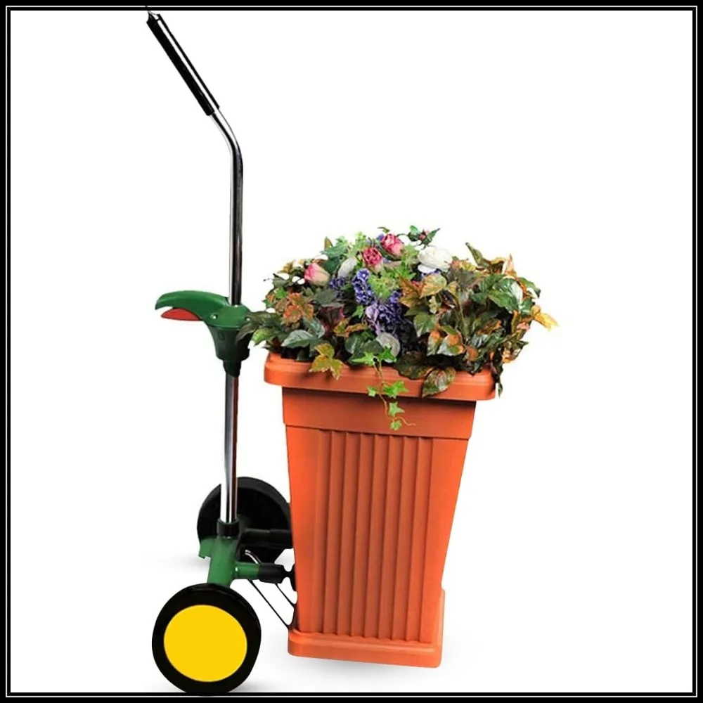 

Heavy Duty Plant Dolly Caddy - Pot Mover for Garden with 165 lb Capacity, Flat-Free Wheels & Suction Cups, Adjustable Handle