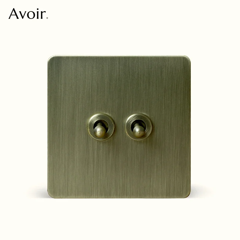 

Avoir Bronze Retro Lever Toggle Switch 2 Way Stainless Steel Wall Electric Socket Light Switches Dimmer EU French UK Plug Outlet