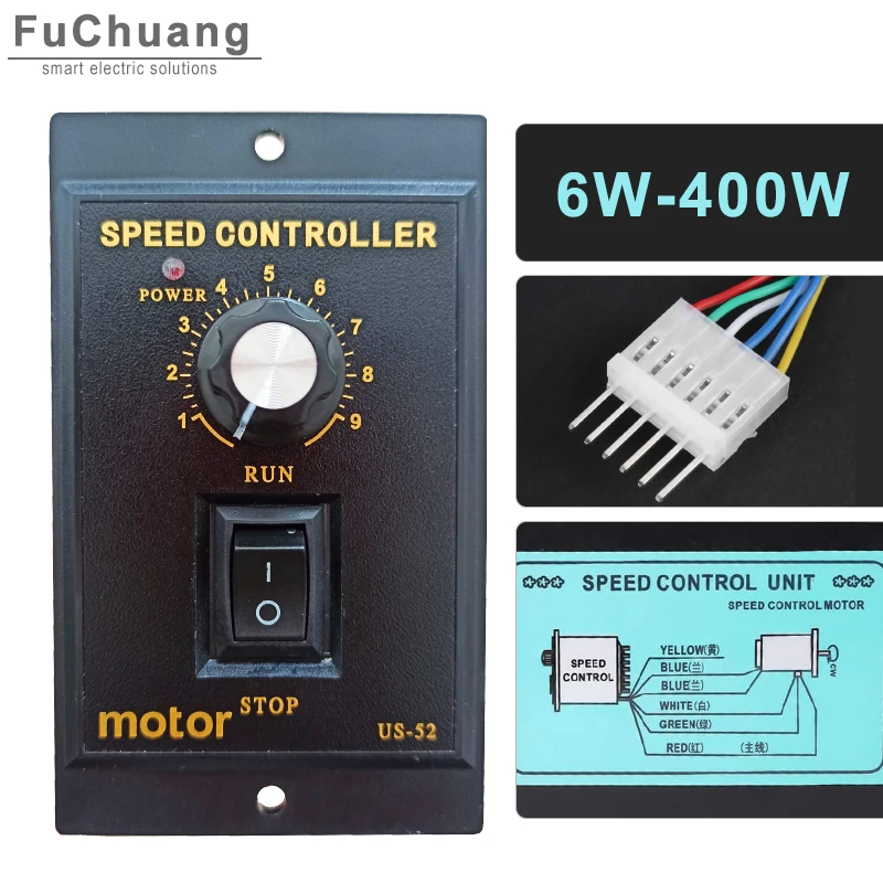 

US-52 AC Motor Speed Pinpoint Regulator Controller 6W/10W/15W/25W/40W/60W/90W/120W/140W/150W/160W/180W/200W/250W/300W/400W