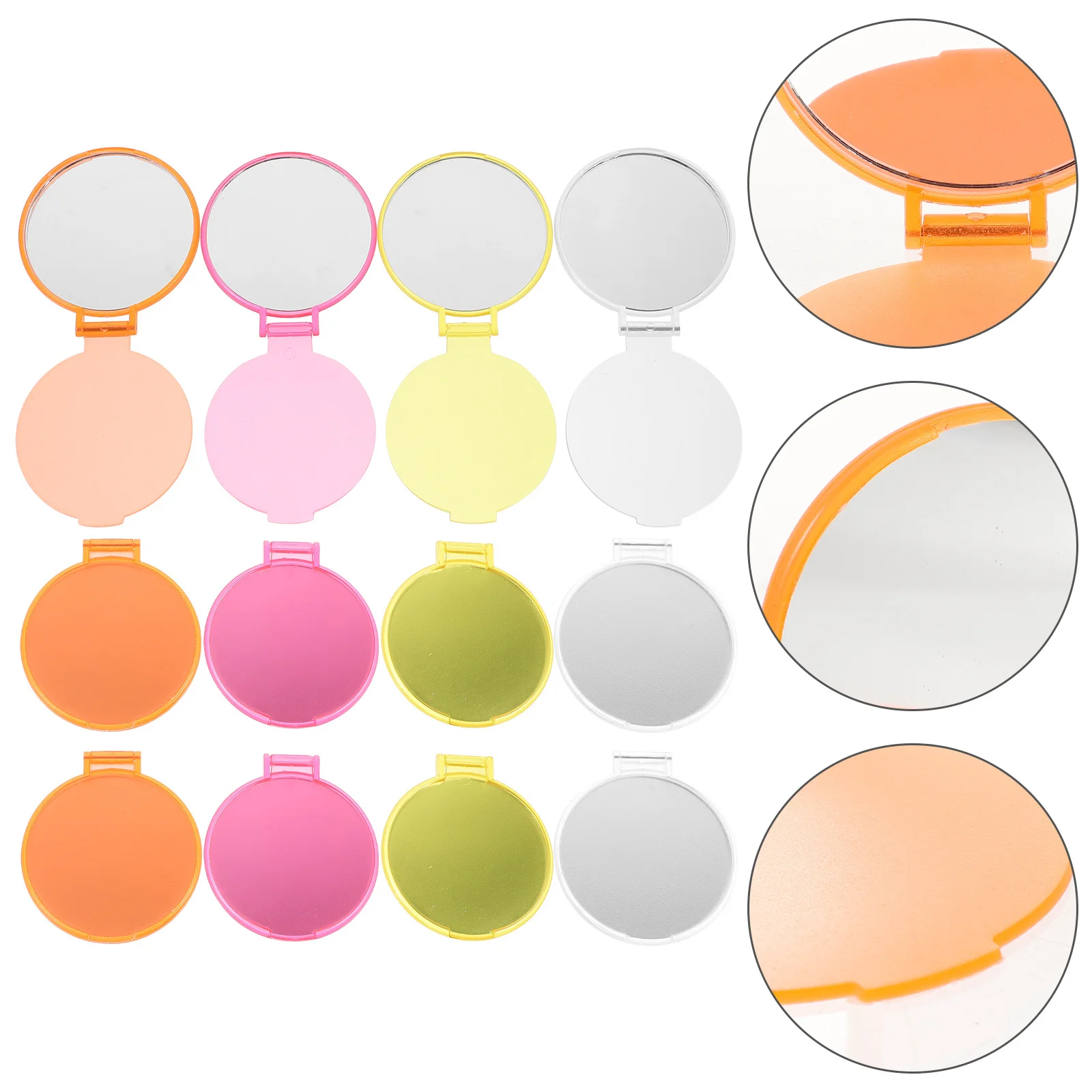 12 قطعة مرآة ماكياج مستديرة محمولة قابلة للطي مرآة صغيرة عالية الوضوح سطح أملس انعكاس واضح لجيب المحفظة في الهواء الطلق