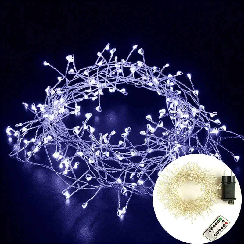 36M Cluster LED String Fairy Lights Sliver Wire Outdoor Christmas Tree Light Garland For New Year Street Home Party Wedding