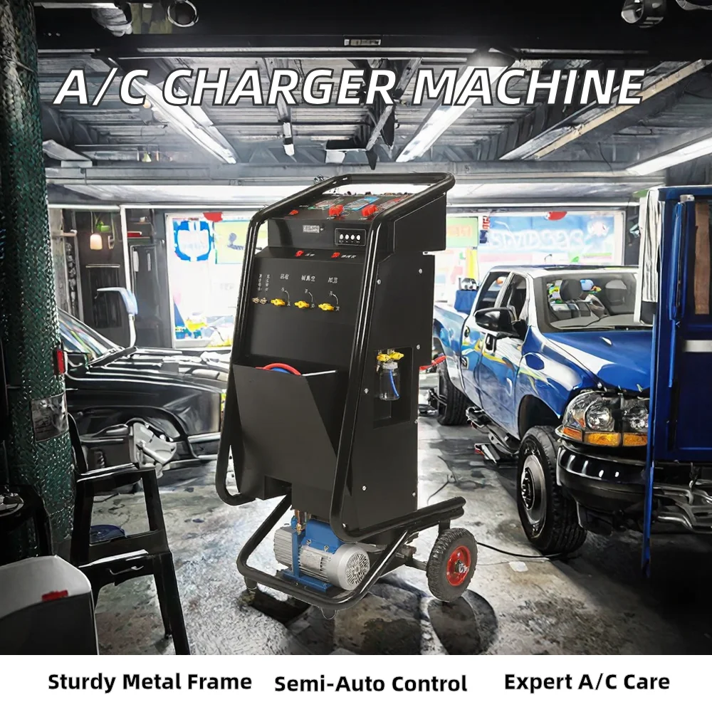 Coalitionauto R134a Automatic Air Conditioner Car Refrigerant Filling Recovery Machine Station 220V Durable Metal Made Shanghai