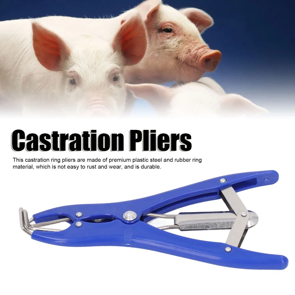 1 set of 101 Rubber Rings Castration Plier Rust-Resistant Ergonomic Design Tail Docking Clamp Plastic Steel
