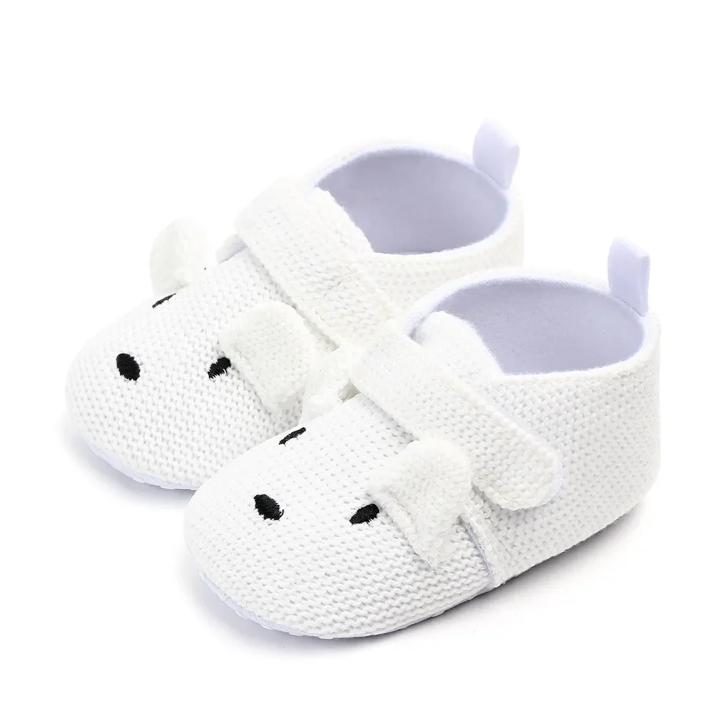 Newborn Baby Boys Girls Casual Shoes Knit Crib Shoes Cute Cartoon Cat Dog First Walkers Cotton High Quality Soft Anti-slip Sole image 4