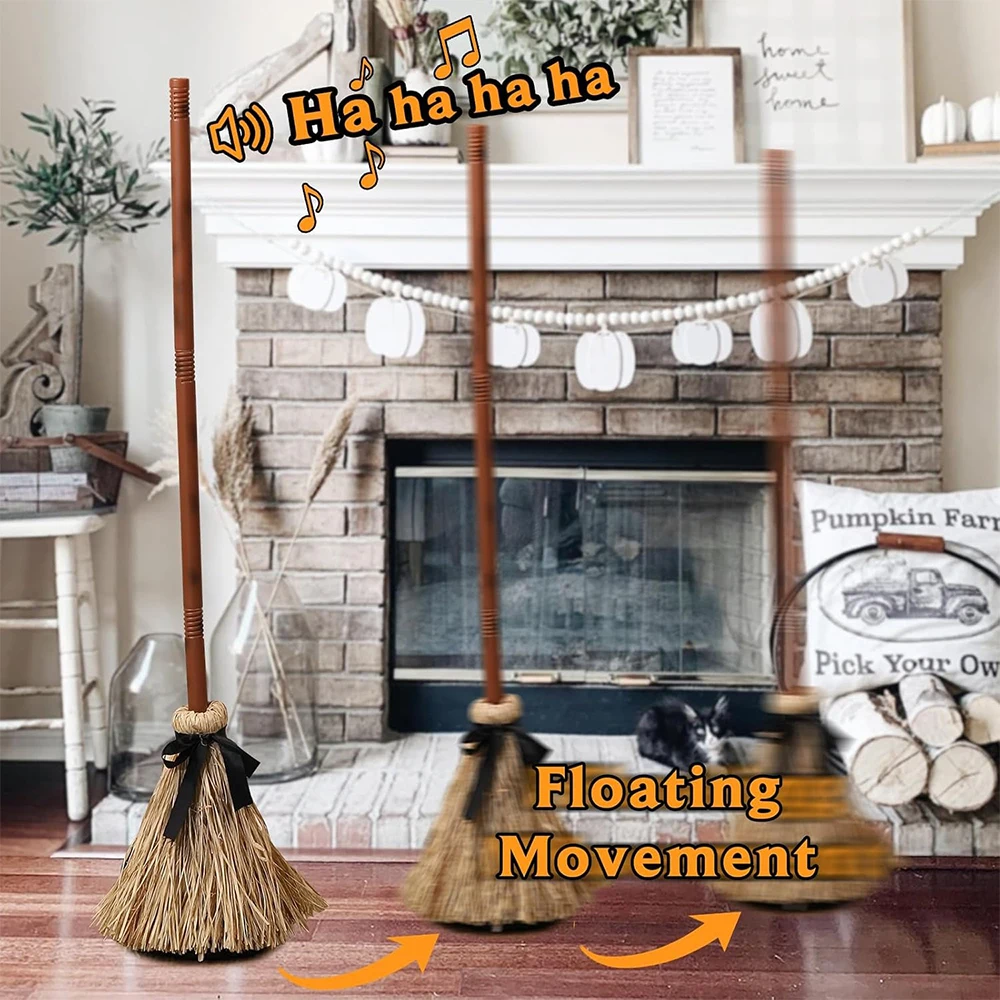 

Halloween Sound Activated Floating Broom Touch Activated Witch Broom Floating Witch Broomstick for Party Decor Haunted Dancing
