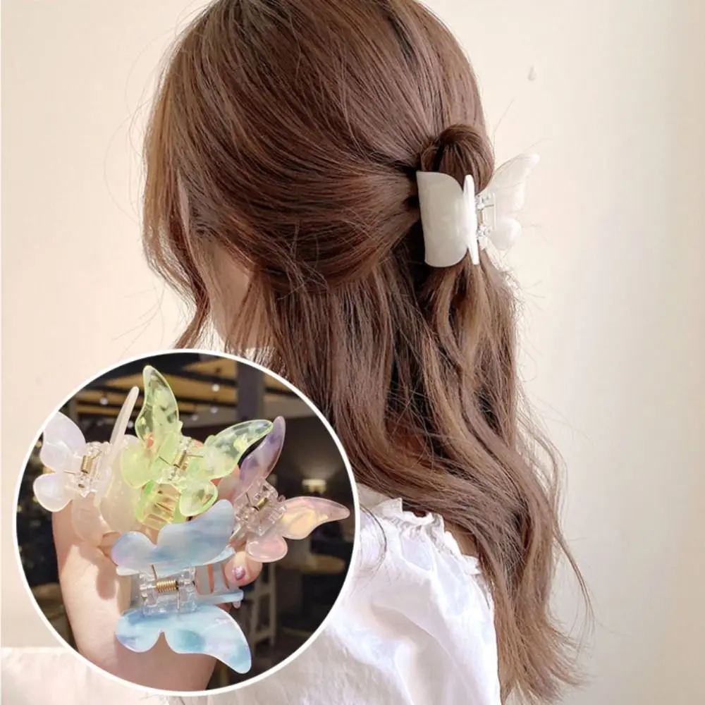 Pinza para el pelo de mariposa colorida y elegante, accesorios para el cabello a la moda, Clip de tiburón, pinza para el pelo para cola de caballo de hada para mujer