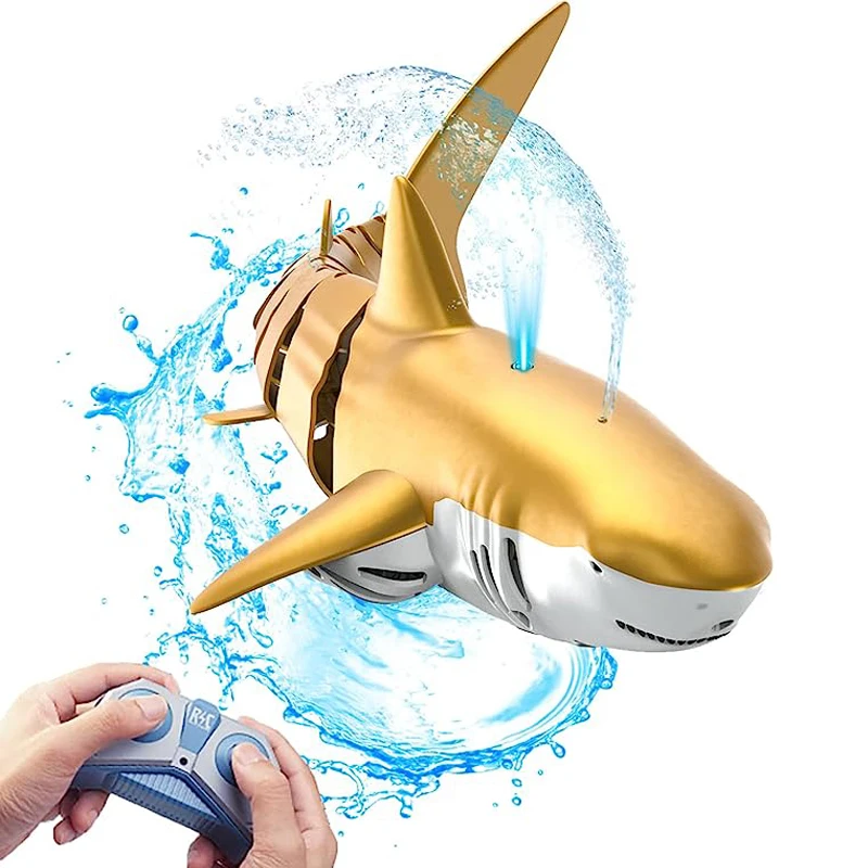 Remote Control Toys RC Waterproof Shark Spray Water Boat Toy for Child Girl Boy for Outside Swimming Pool Party Bathtub Game