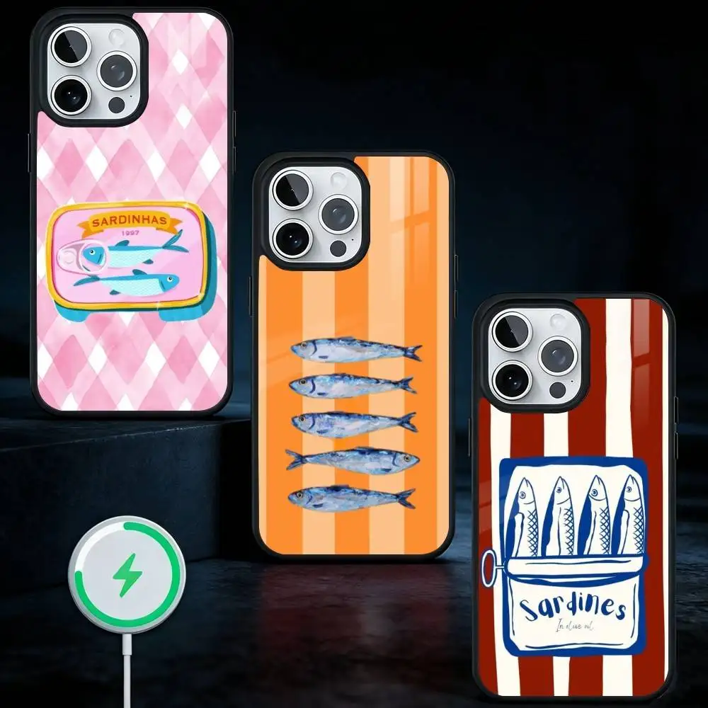 

Sardines Fish Ar Phone Case For iPhone17,16,15,14,13 Plus,Pro Max Magnetic For Magsafe Wireless Charging