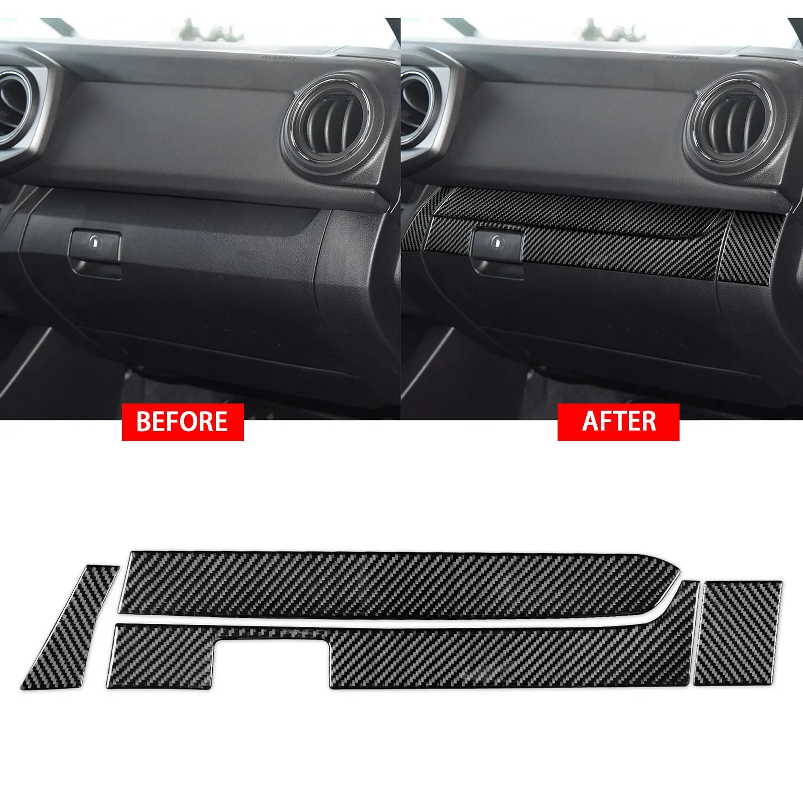 

Car Trunk Interior Decorative Stickers Carbon Fiber Auto Co-Pilot Central Control Panel Cover Trim For Toyota Tacoma 2015-2020