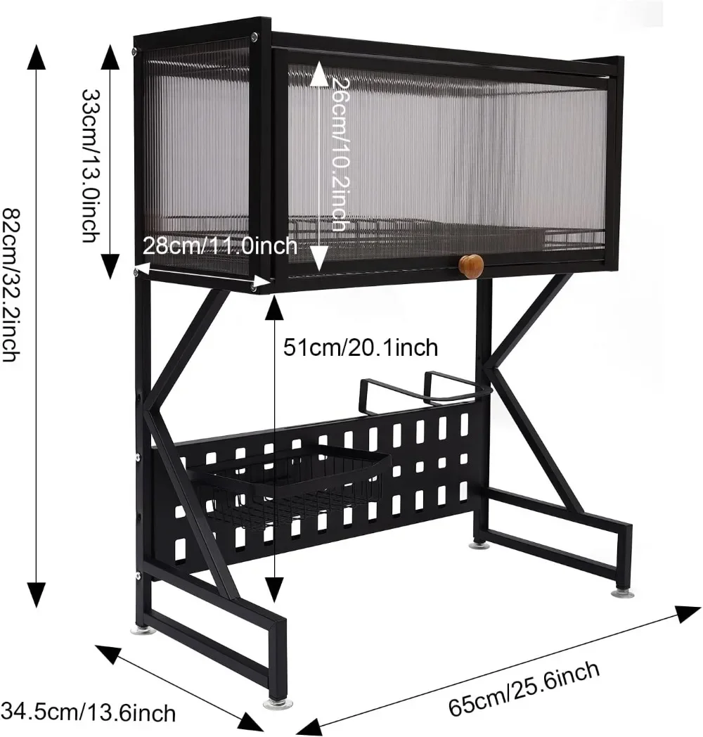 2 Tier Over Sink Dish Drying Rack, Metal Drainer Shelf Freestanding, Cutlery Holder Basket Space-Saving, Drain rack