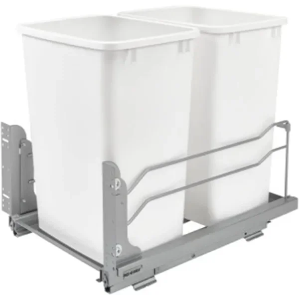 Rev-A-Shelf Double Trash Can Under Kitchen Cabinets Pull Out, 35 Quart 8.75 Gallon with Soft-Close Slides