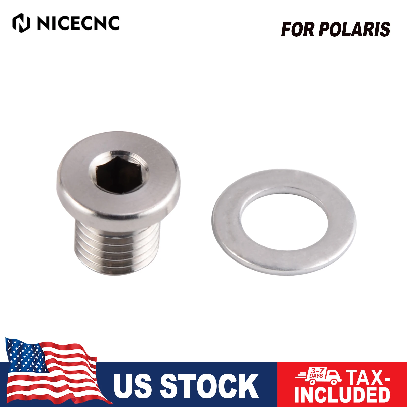NICECNC For Polaris Sportsman 800 Crankcase Engine Oil Drain Plug and Washer # 7052306 5812232 For Polaris RZR Ranger Scrambler
