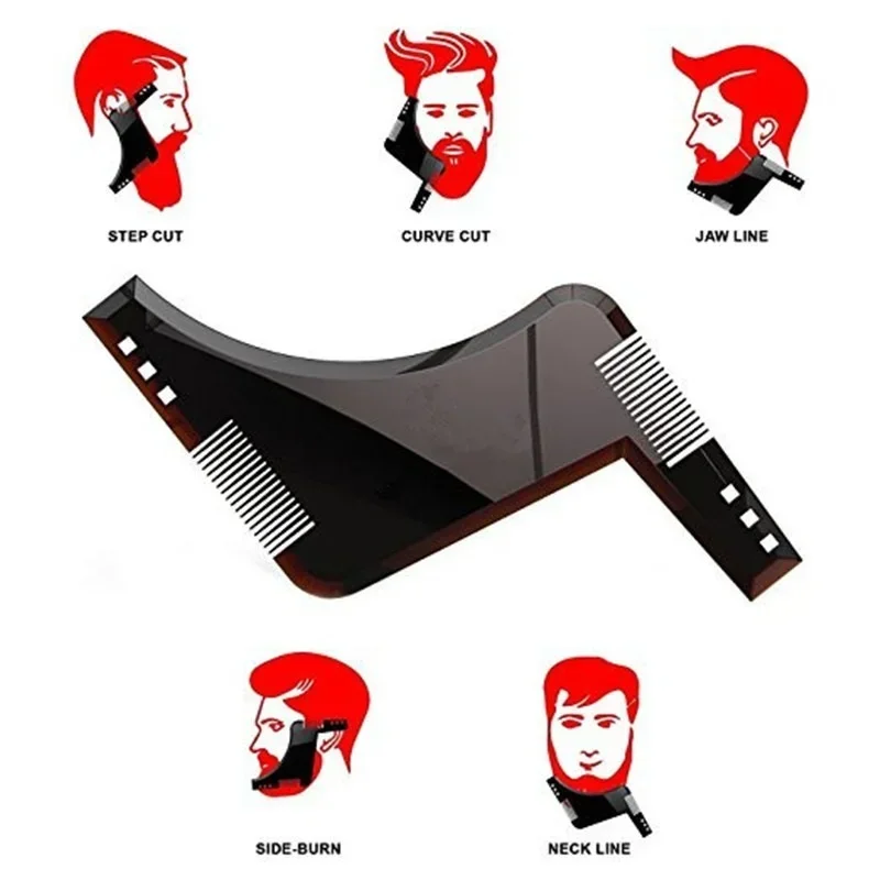 Beard Shaping Comb Template Brush for Hair Trimmer Stencil Men Salon Tools Barber Accessories