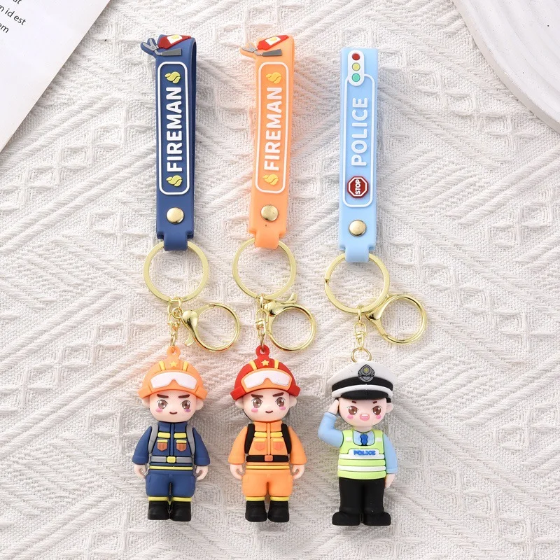 New Cartoon Firefighter Keychain With Epoxy Resin Pays Tribute To The Army Day, Featuring Car Bags, Pendants, Keychains