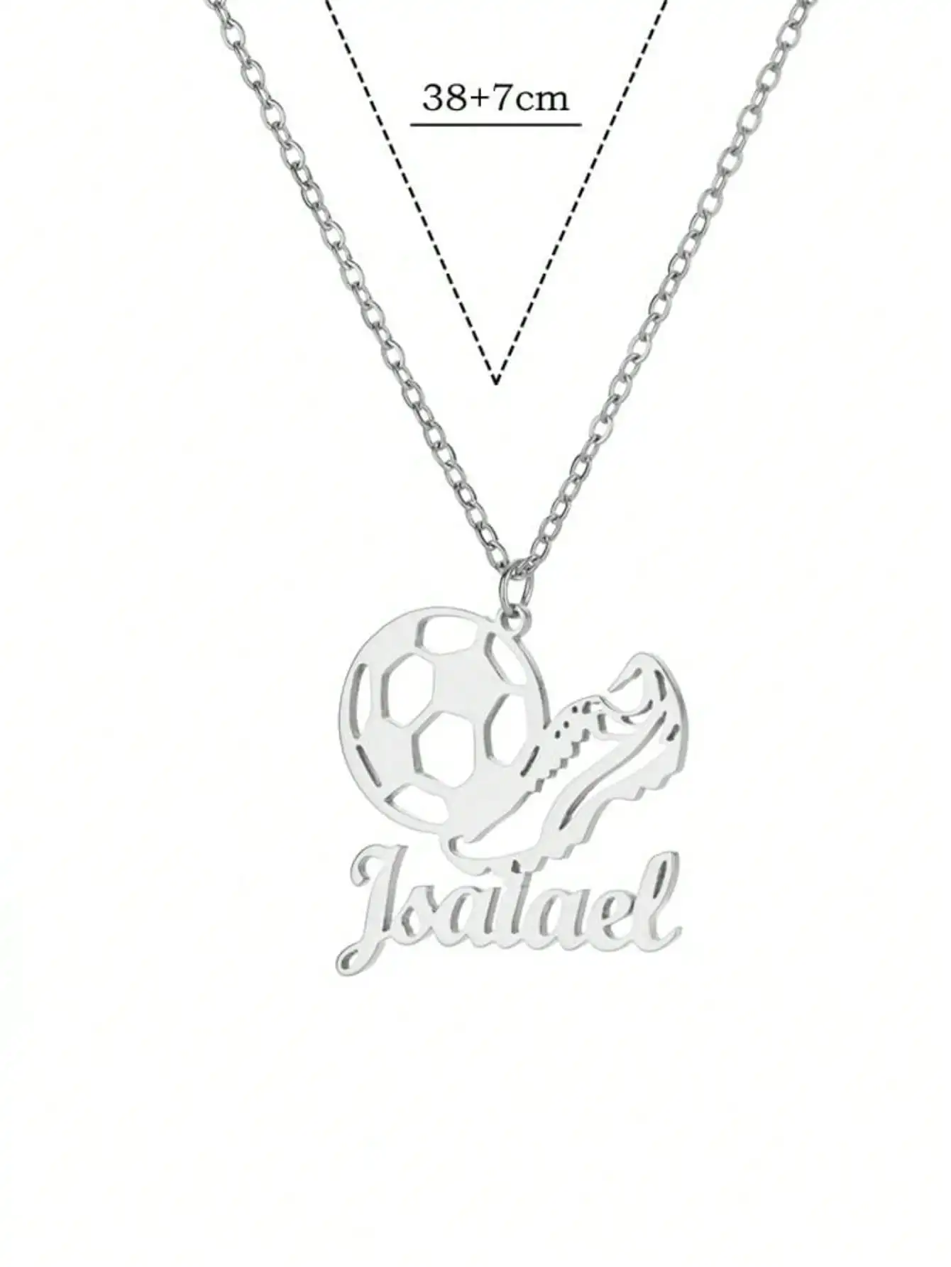 Personal isierte Fußball Name Halskette für Frauen Männer Silber Farbe Edelstahl benutzer definierte Ball Name Halskette Team Sport Schmuck Geschenk – Detail 6